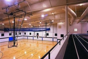 gymnasium in metal school building